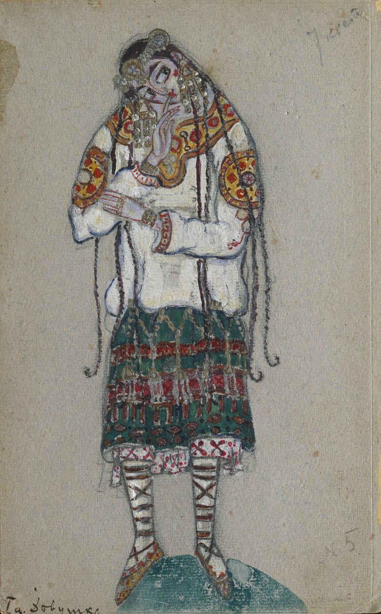 A garota. Figurino do balé O Rito da Primavera Le Sacre du Printemps de I. Stravinsky, 1912 de Nikolai Konstantinowitsch Roerich