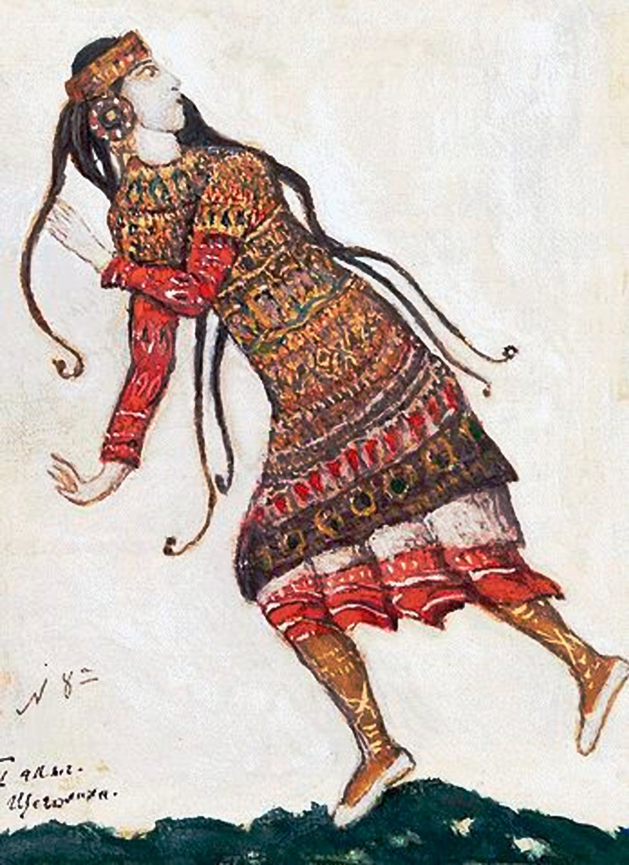 Senhora ultra fashion. Figurino para o balé O Rito da Primavera Le Sacre du Printemps de I. Stravinsky, 1912 de Nikolai Konstantinowitsch Roerich