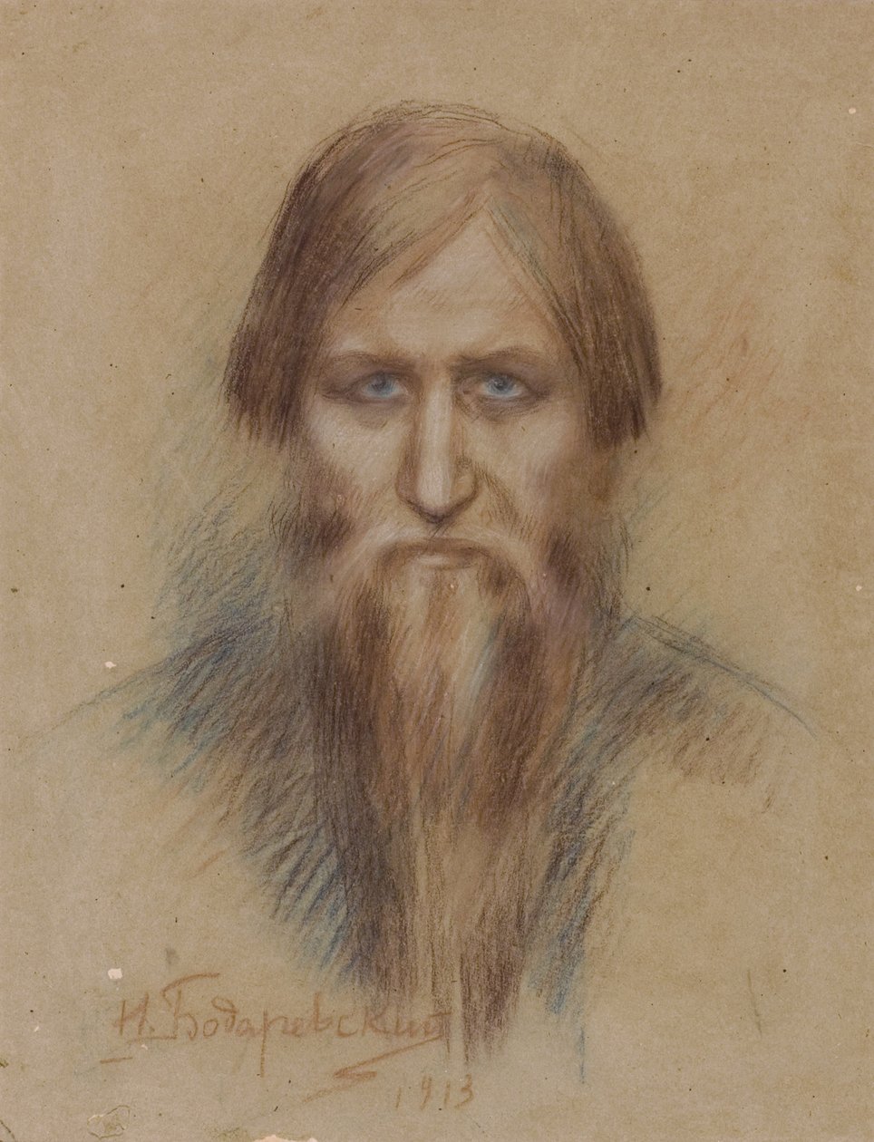 Retrato do místico russo Grigory Rasputin 1869-1916, 1913 de Nikolai Kornilovich Bodarevsky