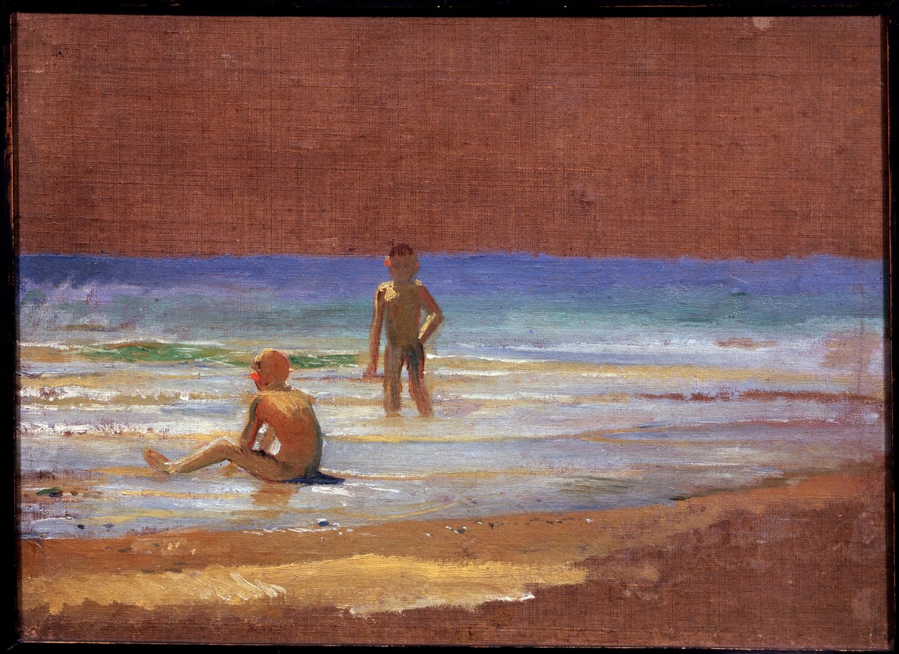 Meninos à beira-mar. Pintura de Nikolai Nikolayevich Ge (Gay) (1831-1894), óleo sobre tela, arte russa do século XIX. Galeria Estatal Tretyakov, Moscou. de Nikolai Nikolajevitch Gay