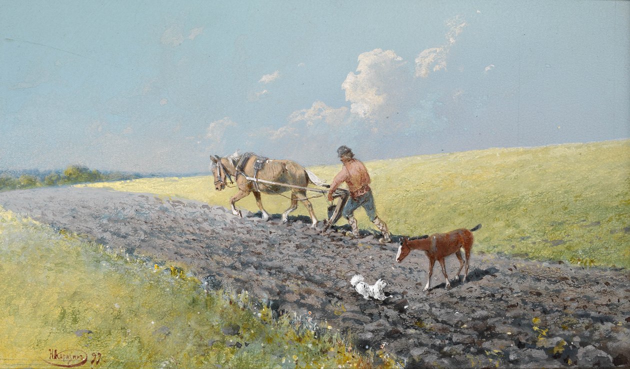 Arando o campo, 1899 de Nikolai Nikolayevich Karasin