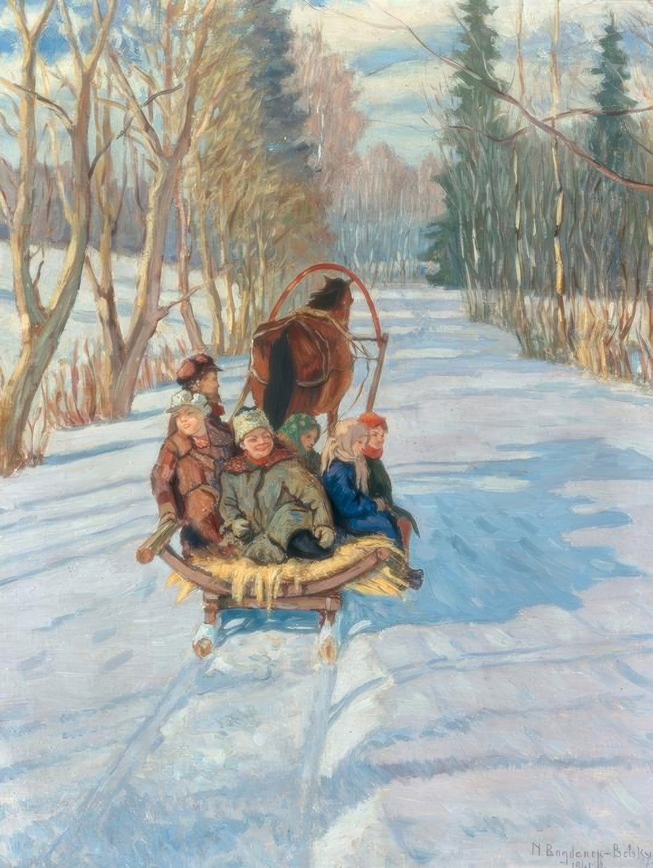 Crianças em um trenó de Nikolai P. Bogdanow Bjelski
