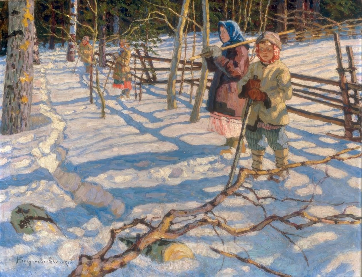 Crianças na neve de Nikolai P. Bogdanow Bjelski