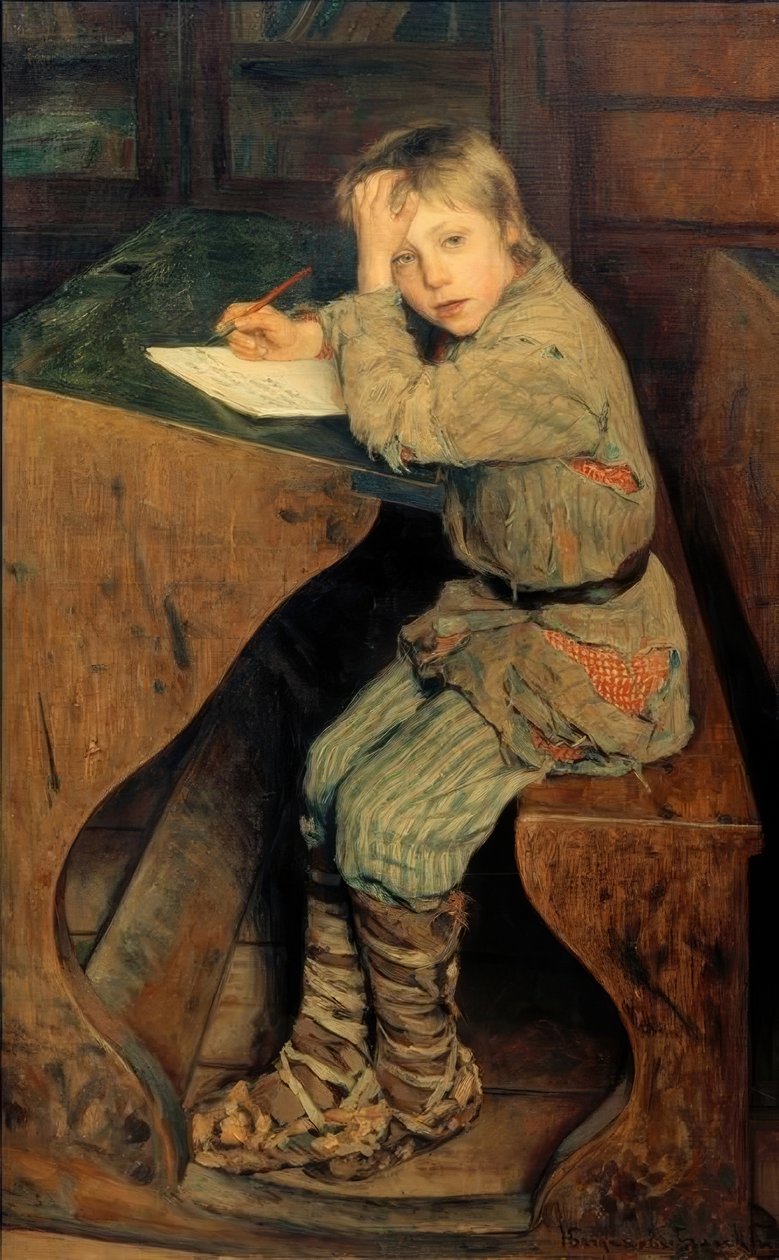 Domingos em uma escola da vila de Nikolai P. Bogdanow Bjelski