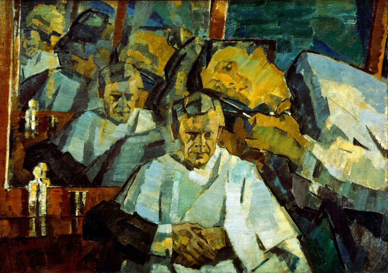 Auto-retrato com o barbeiro de Nikolai Pavlovich Ulyanov