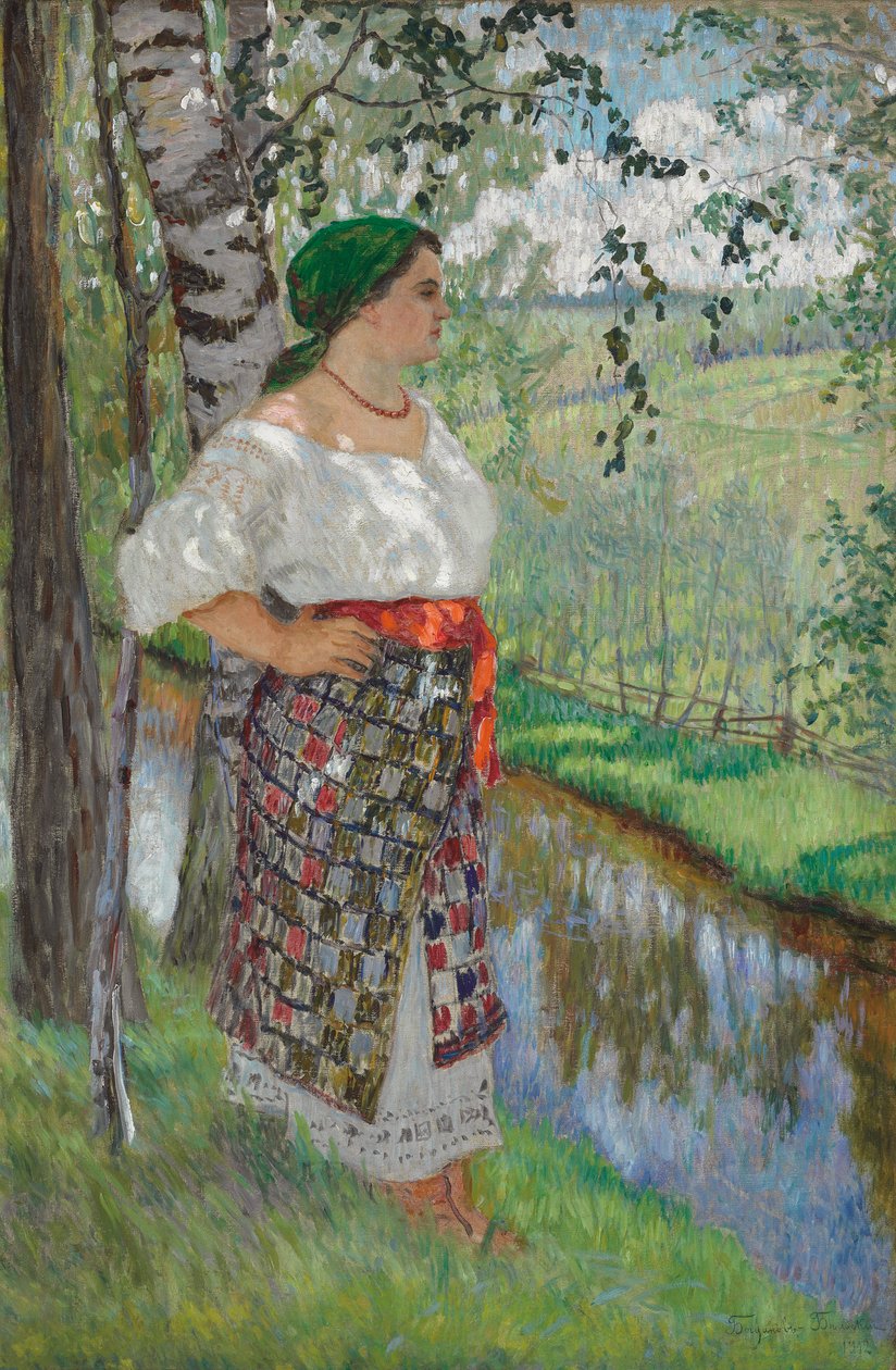 Camponesa perto de um riacho de Nikolai Petrovich Bogdanov Belsky