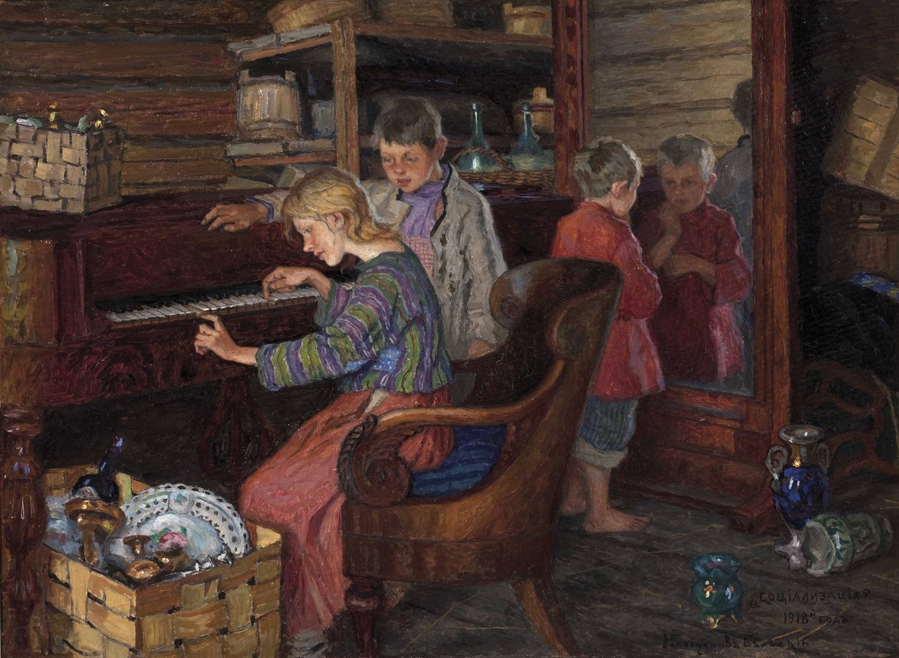 A Socialização de Bogdanov-Belsky, Nikolai Petrovich (1868-1945) de Nikolai Petrovich Bogdanov Belsky