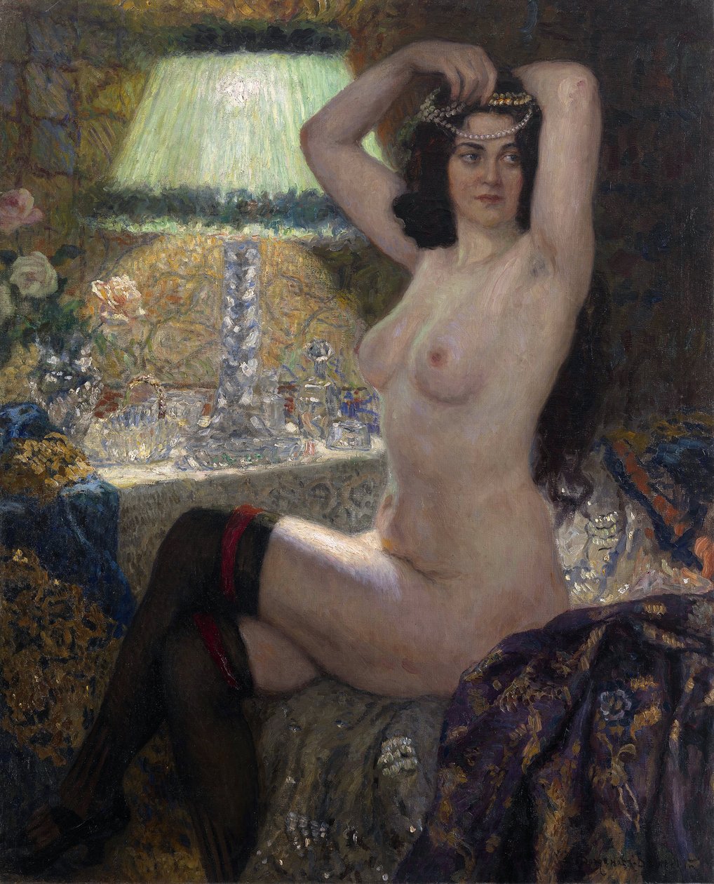 a Lâmpada Verde, século XX (óleo sobre tela) de Nikolai Petrovich Bogdanov Belsky