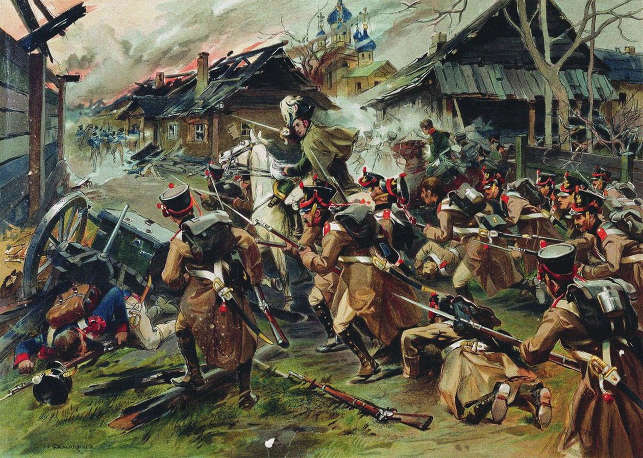 A Batalha de Maloyaroslavets em 24 de outubro de 1812, 1900-1910 de Nikolai Semyonovich Samokish