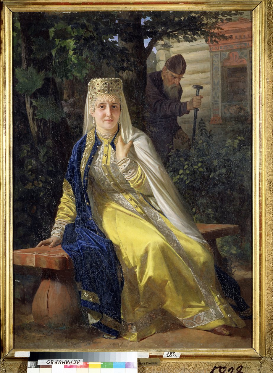 Vasilisa Melentyevna (falecida em 1579) e o Czar Ivan IV, o Terrível (1530-1584). Foi a sexta esposa do Czar da Rússia, antes de ser condenada a ser encarcerada para o resto da vida num convento pelo seu marido quando ele morreu. de Nikolai Vasilievich Nevrev