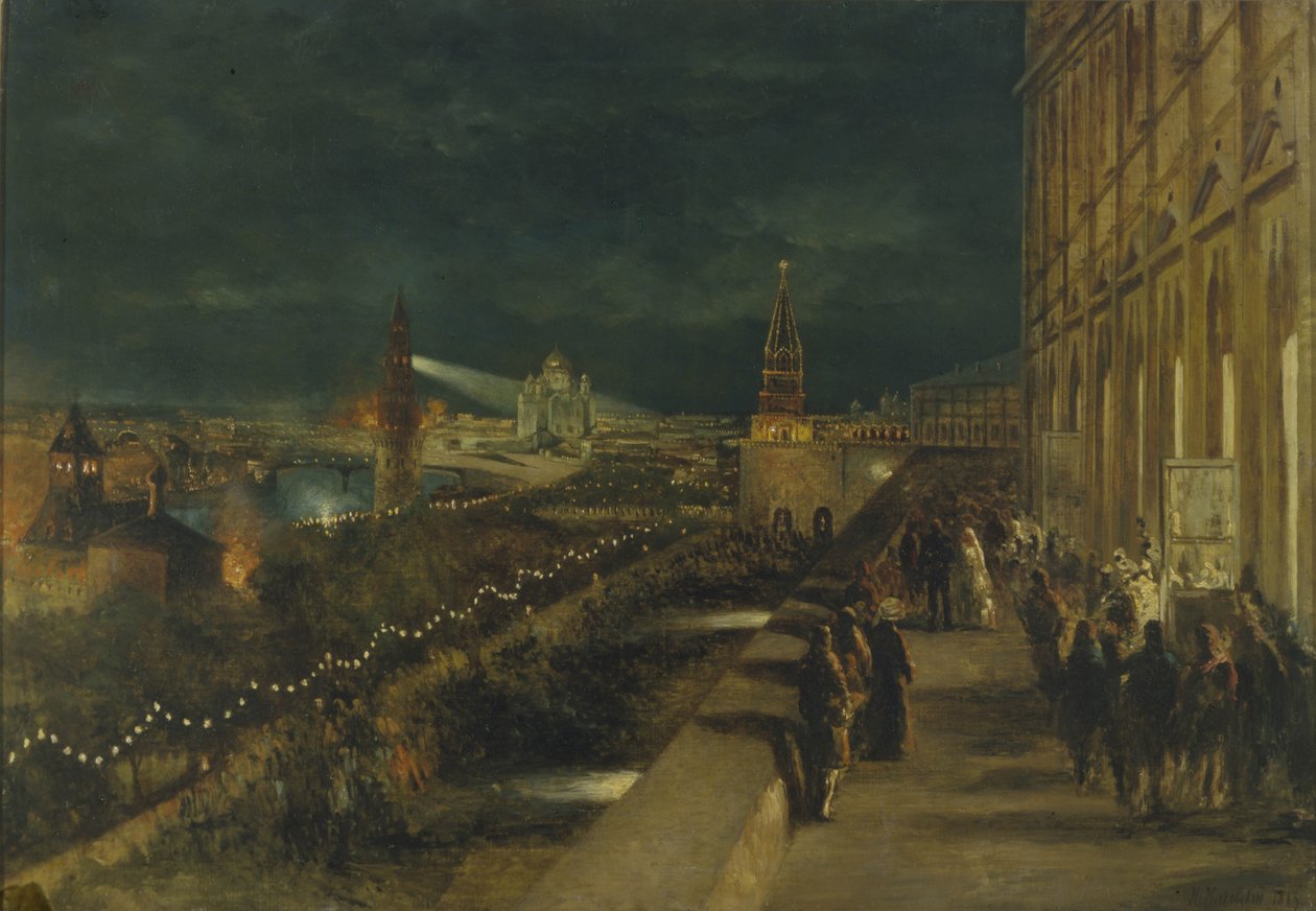 Iluminação de Moscou por ocasião da coroação do imperador Alexandre III em 15 de maio de 1883 de Nikolai Yegorovich Makovsky