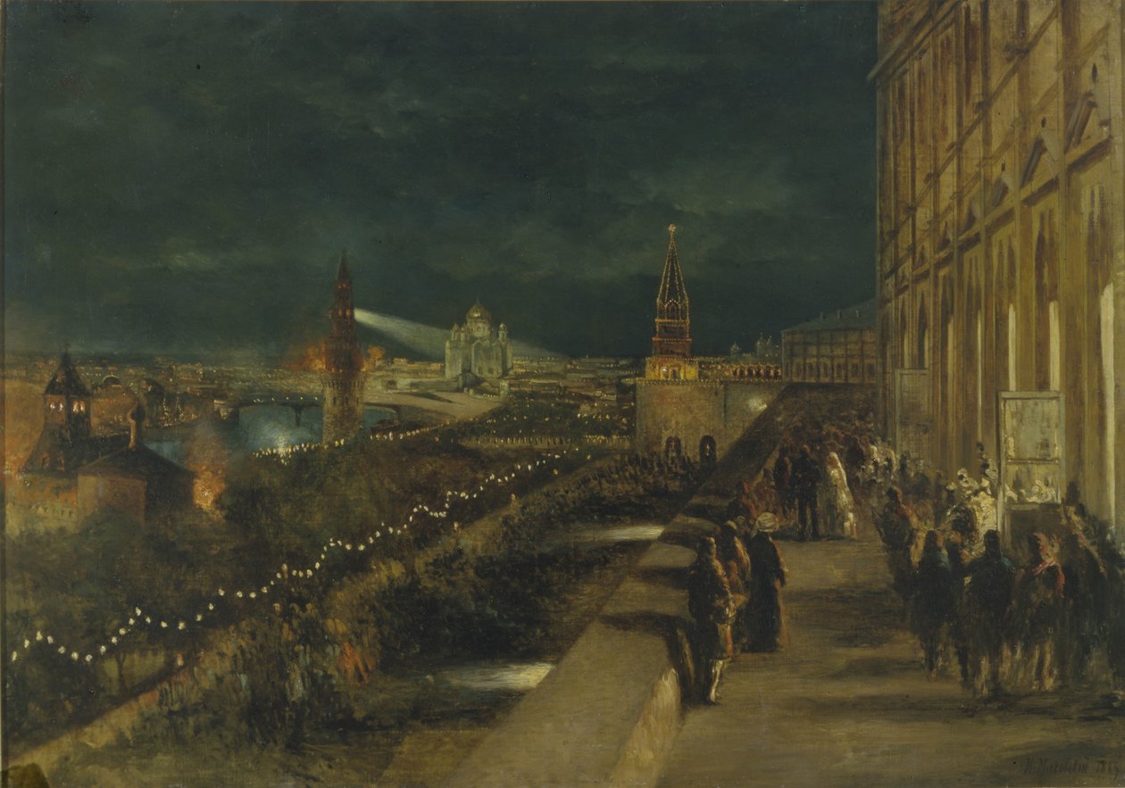 Iluminação de Moscou por ocasião da coroação do imperador Alexandre III em 15 de maio de 1883, 1883 de Nikolai Yegorovich Makovsky