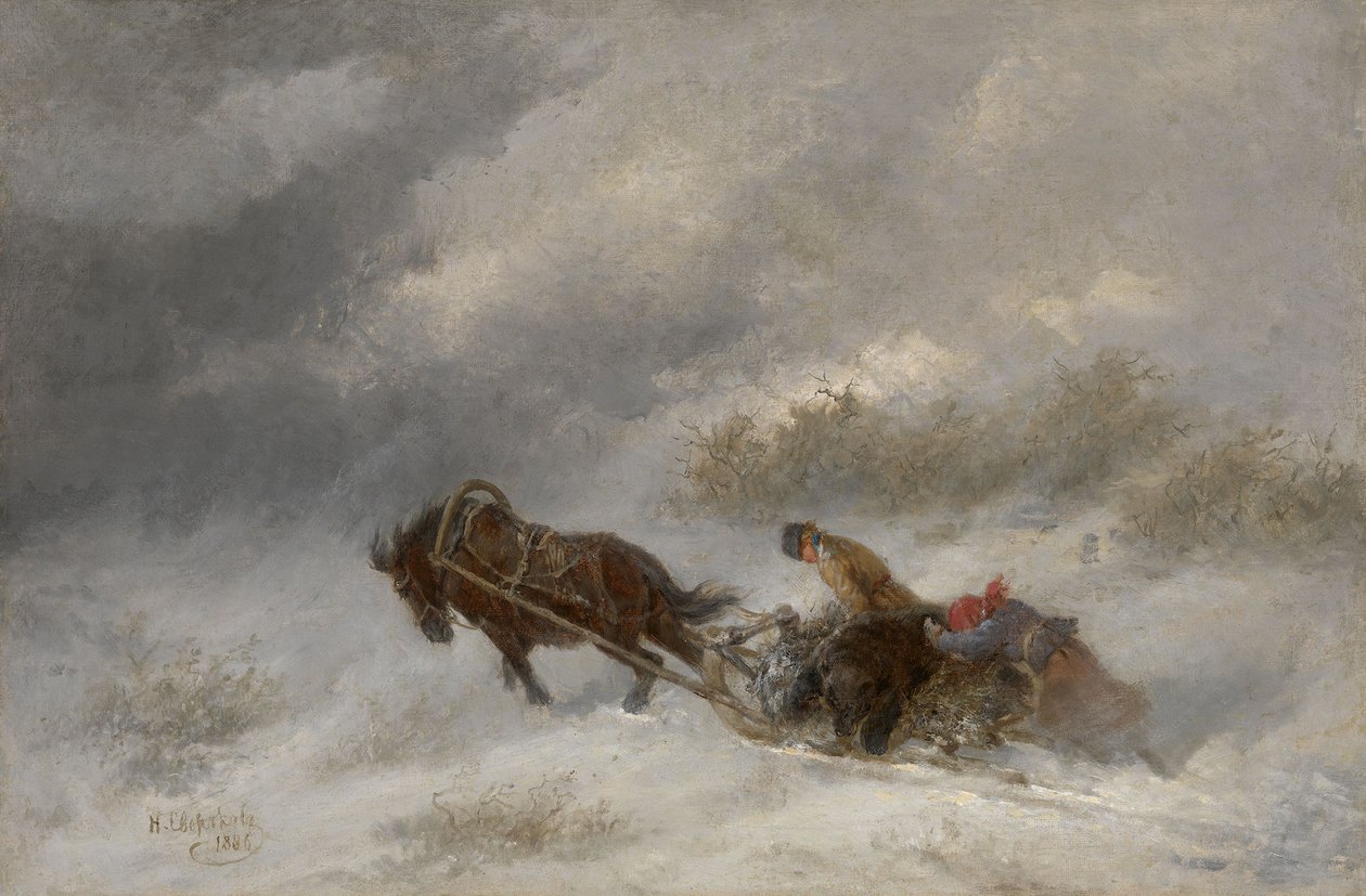 Caçadores de ursos na nevasca de Nikolai Yegorovich Sverchkov