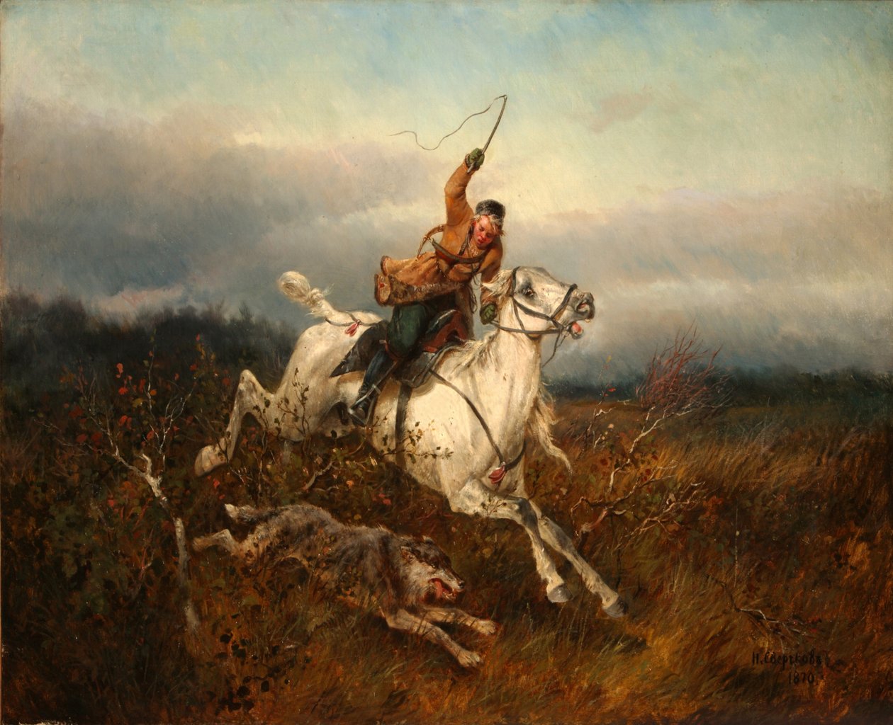 Caça ao lobo, 1870 de Nikolai Yegorovich Sverchkov