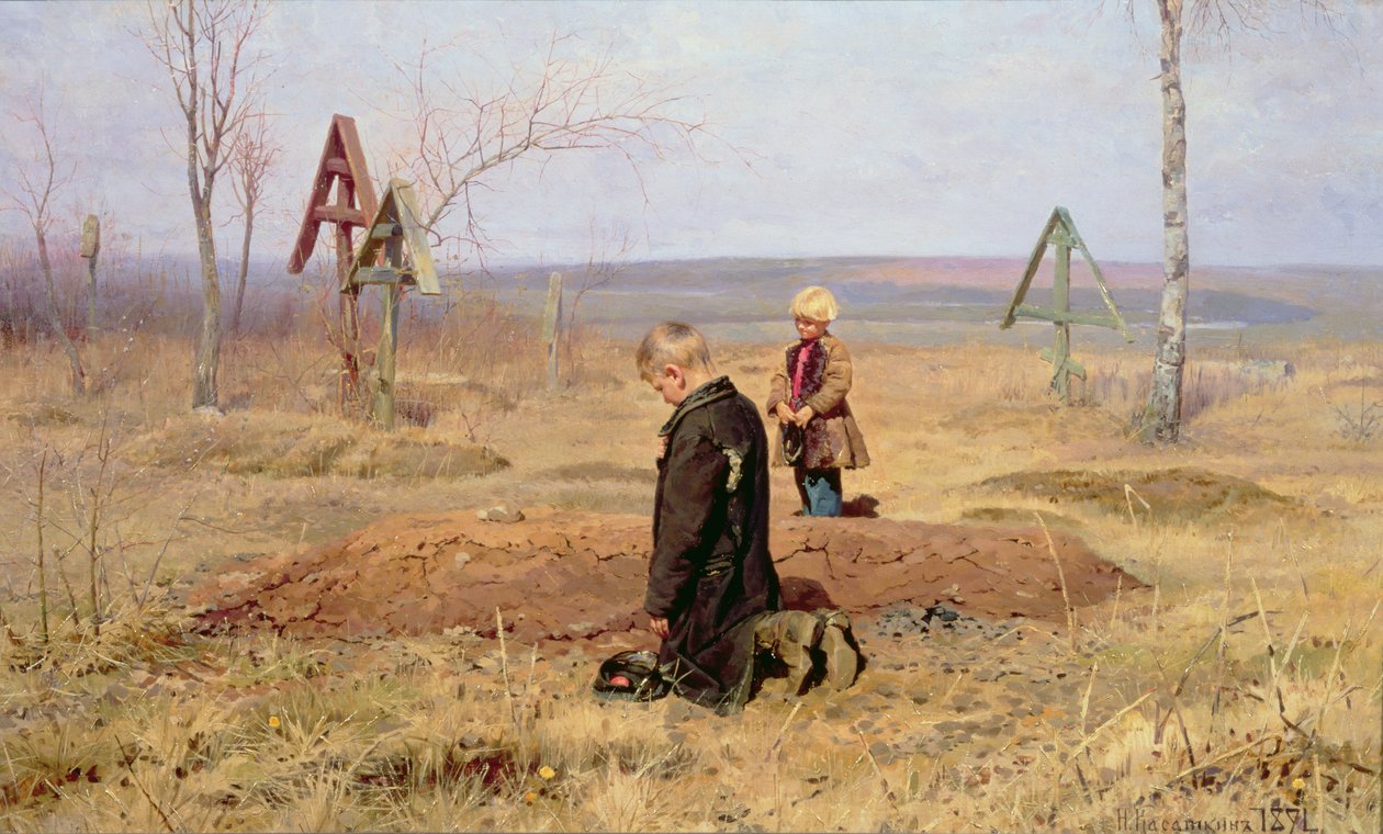 Os órfãos, 1891 de Nikolaj Alekseevich Kasatkin