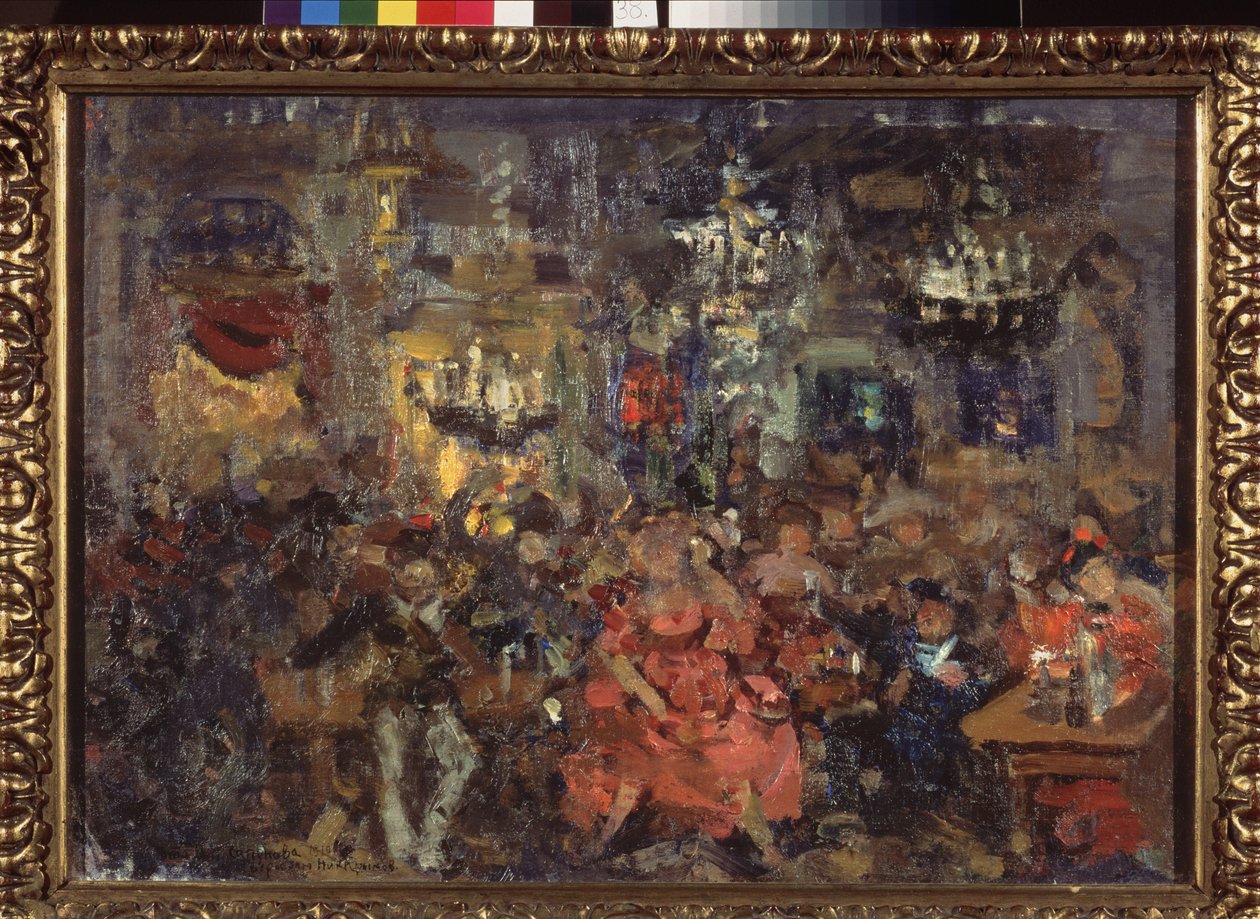 Une taverne. Oeuvre de Nikolai Nikolayevich Sapunov (Sapounov) (1880-1912), tempera sur carton. de Nikolaj Nikolaevic Sapunov