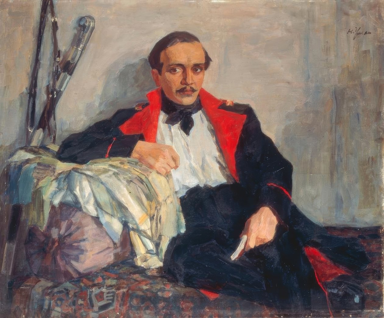 Retrato do poeta Mikhail J. Lermontov de Nikolaj Pawlowitsch Uljanow