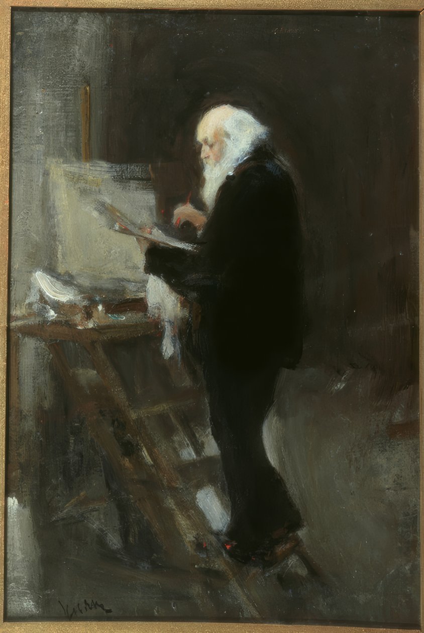 O pintor Nikolai Gay no trabalho de Nikolaj Pawlowitsch Uljanow