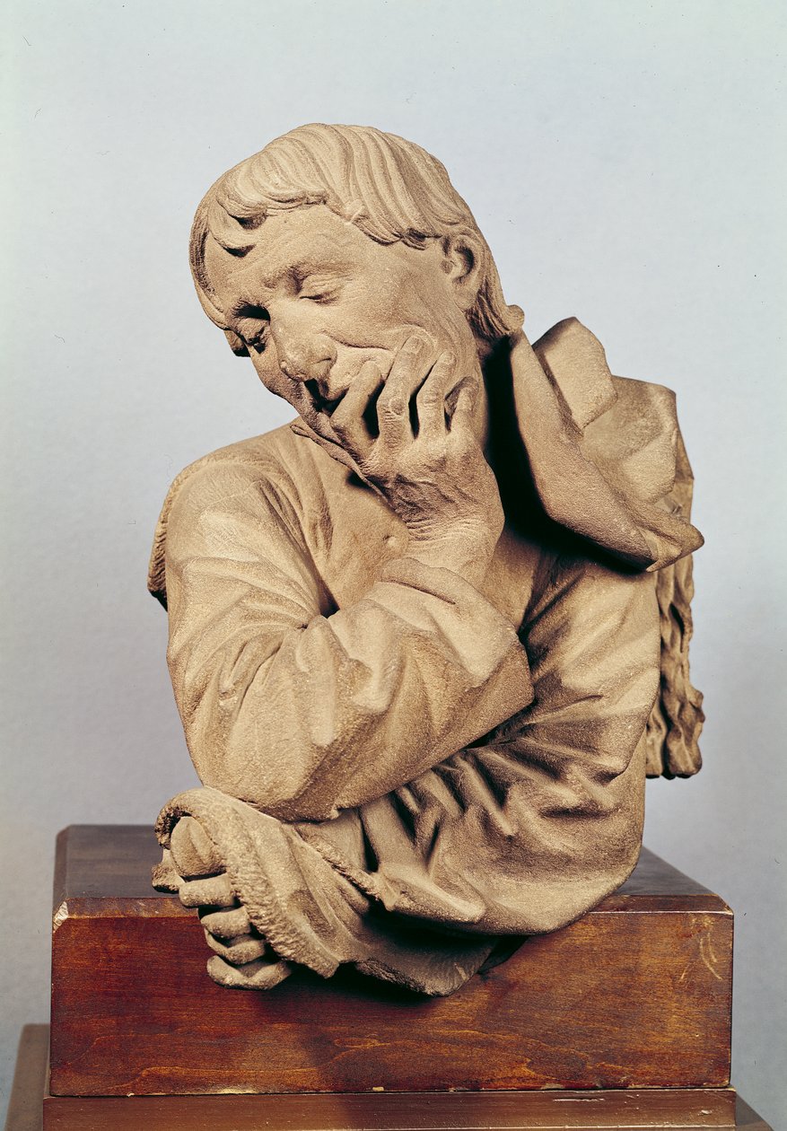 Busto de um homem apoiado em seu cotovelo ou, auto-retrato, 1467 (arenito) de Nikolaus Gerhaert von Leyden