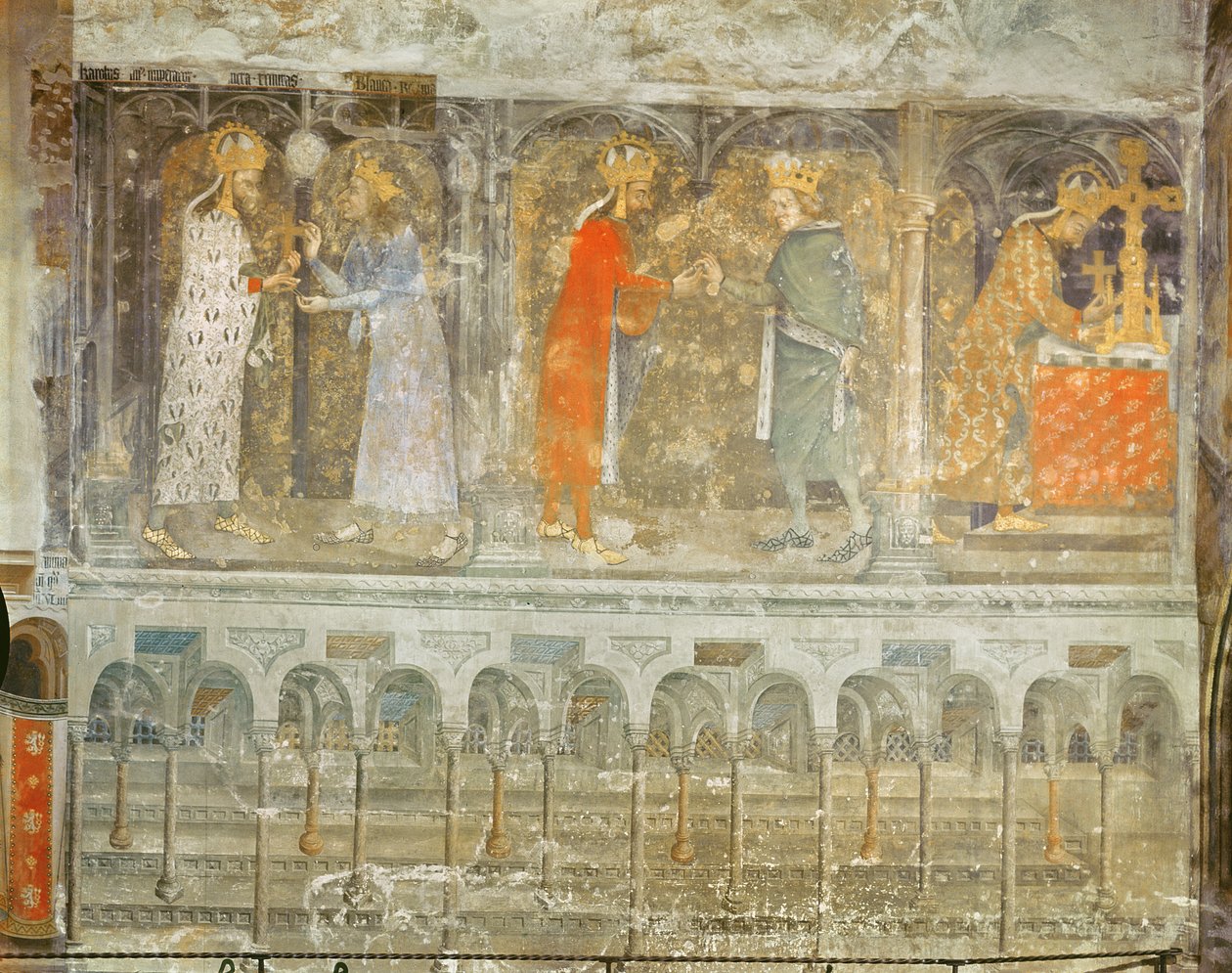 O Sacro Imperador Romano-Germânico Carlos IV (1316-78) recebe um espinho da coroa de Cristo de João II (1319-64) Le Bon, da capela de Nossa Senhora, c.1357 (ver também 204541 e 397961) de Nikolaus Wurmser