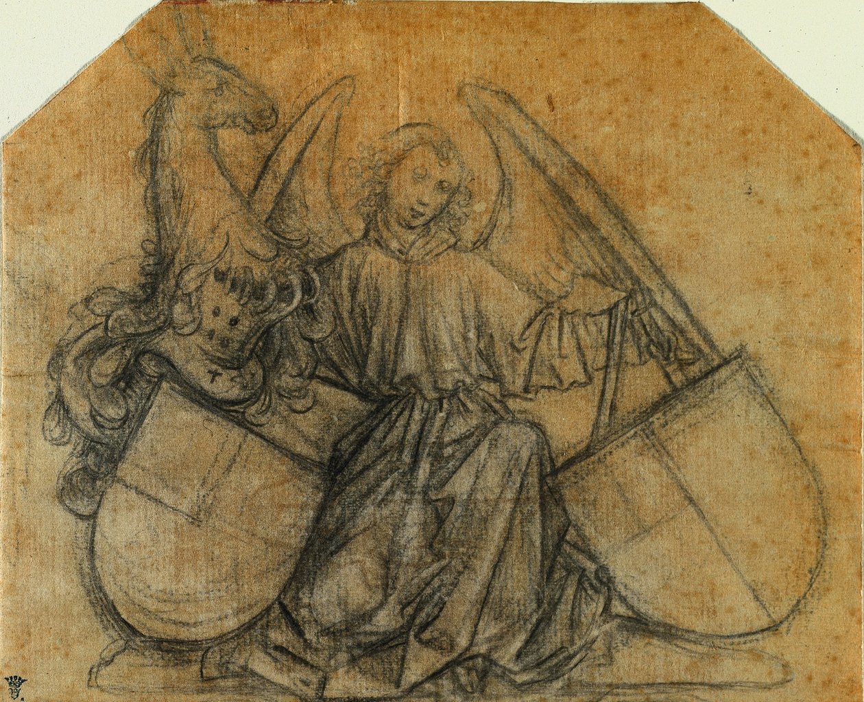 Um anjo apoiando dois escudos, c. 1470 de Nikolaus Gerhaert von Leyden