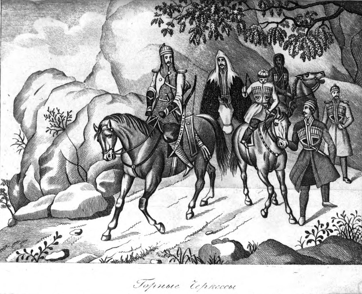 Montanha Cherkes do livro do livro Cáucaso e é montanha habita em sua condição moderna de Nikolay Danilevsky