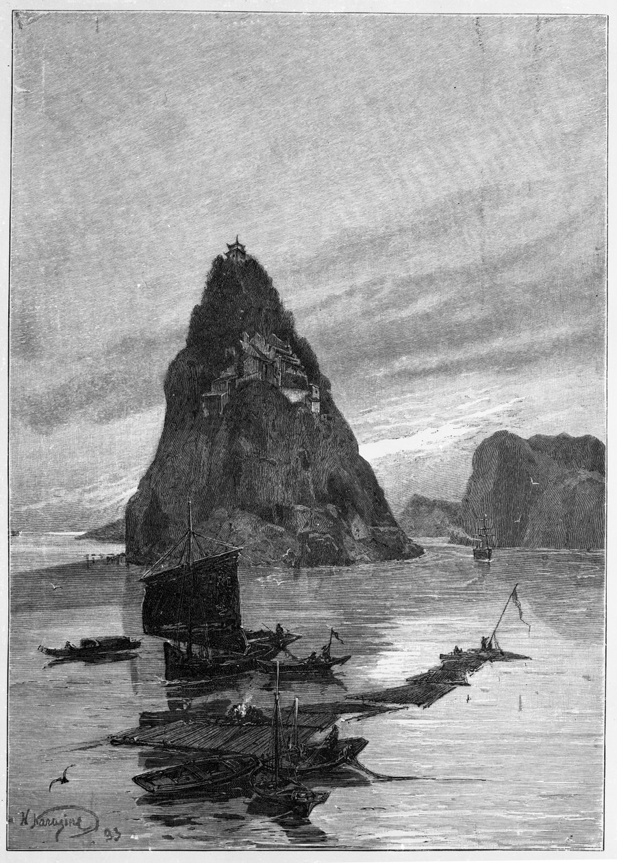 Rocha do Pequeno Órfão no Rio Yangtze, 1893 de Nikolai Nikolaevich Karazin
