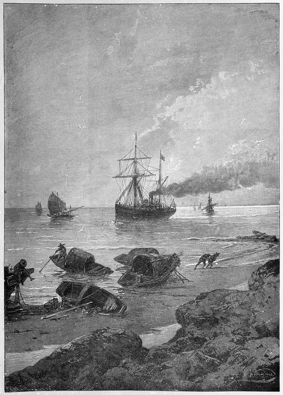 O navio a vapor Vladivostok no rio Yangtze, parte da "Viagem Oriental" do Tsarevich, 1893 de Nikolai Nikolaevich Karazin
