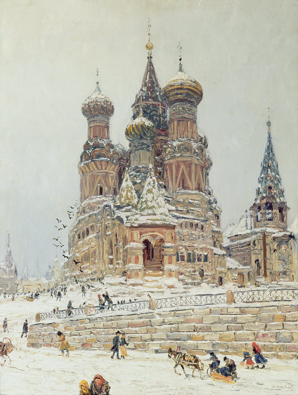 Catedral de São Basílio, Praça Vermelha, Moscou, c.1917 de Nikolay Nikanorovich Dubovskoy