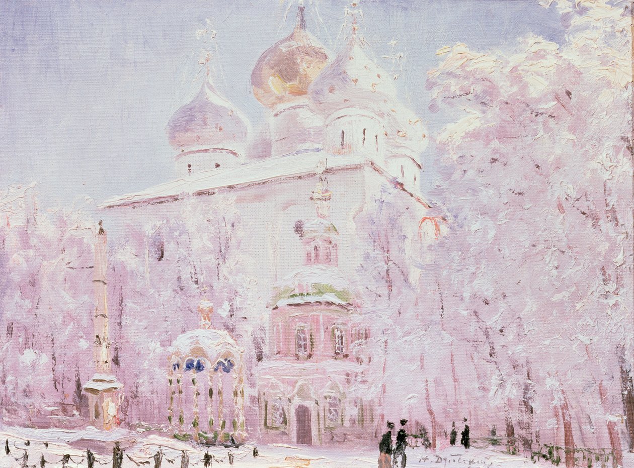 Inverno na Trindade-St. Sergius Lavra em Sergiyev Posad, c.1910 de Nikolay Nikanorovich Dubovskoy