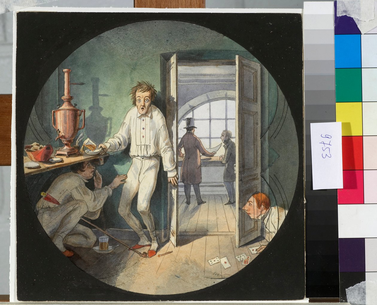Carlo Rossi, Alexander Rezanov e Lakhtin se escondendo de Constantin Thon (Ton) - Obra de Nicolas Benois (1813-1898) de Nikolay Benois