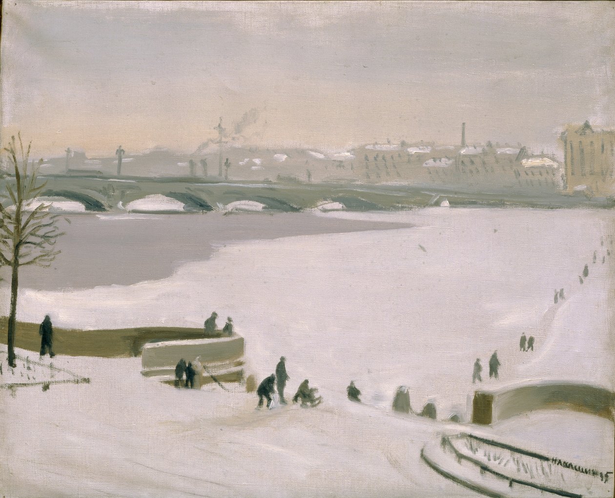 Atravessando o rio Neva congelado, 1935 de Nikolay Fyodorovich Lapshin