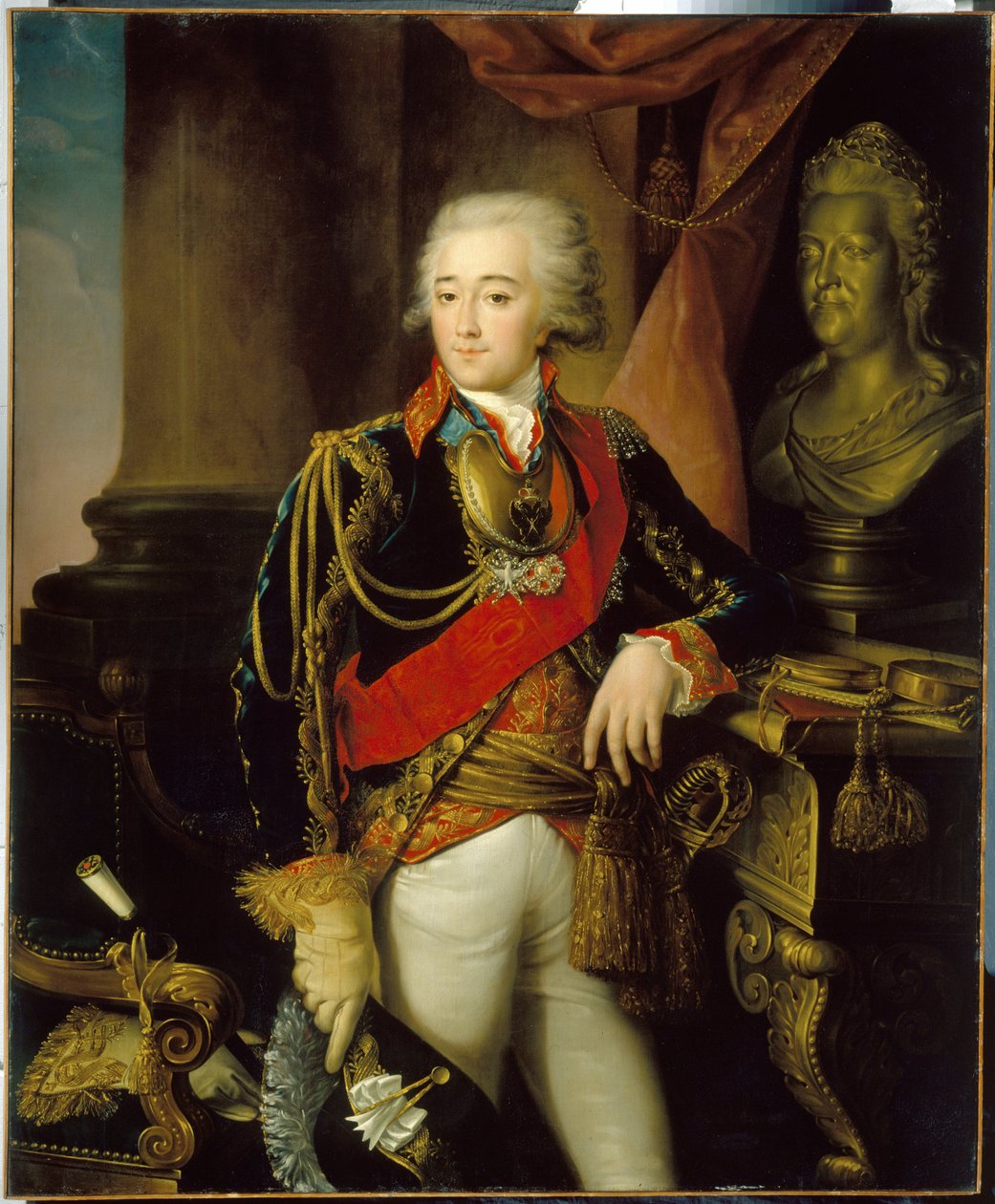 Retrato do Conde Alexander Dmitriev Mamonov (1758-1803). (Retrato do Conde Alexander Dmitriev Mamonov). Amante da Imperatriz Russa Catarina II A Grande (1729-1796) de 1786 a 1789. Pintura de Nikolai Ivanovich Argunov (Gargunov) (1771-após 18 de Nikolay Ivanovich Argunov