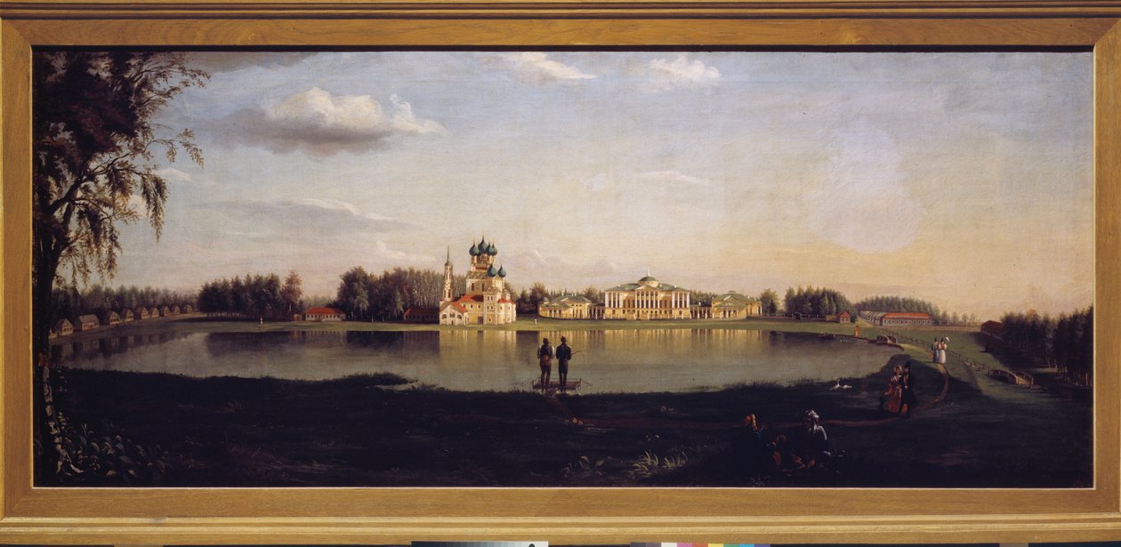 Vista da propriedade de Ostankino (Moscovo, Rússia). Pintura de Nikolai Ivanovich Podklyuchnikov (1813-1877), óleo sobre tela de Nikolay Ivanovich Podklyuchnikov
