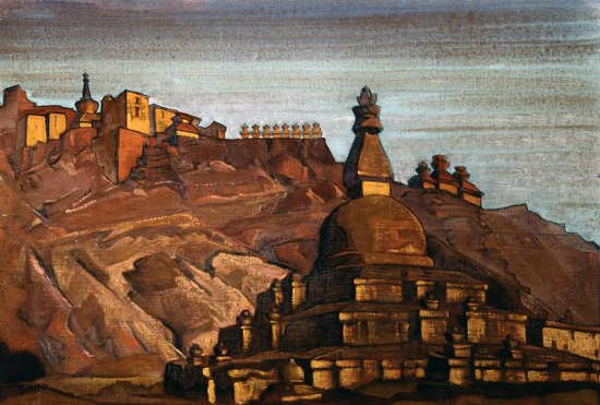Tibetan Landscape, c.1920 (tempera sobre papelão) de Nikolay Konstantinovich Rerich