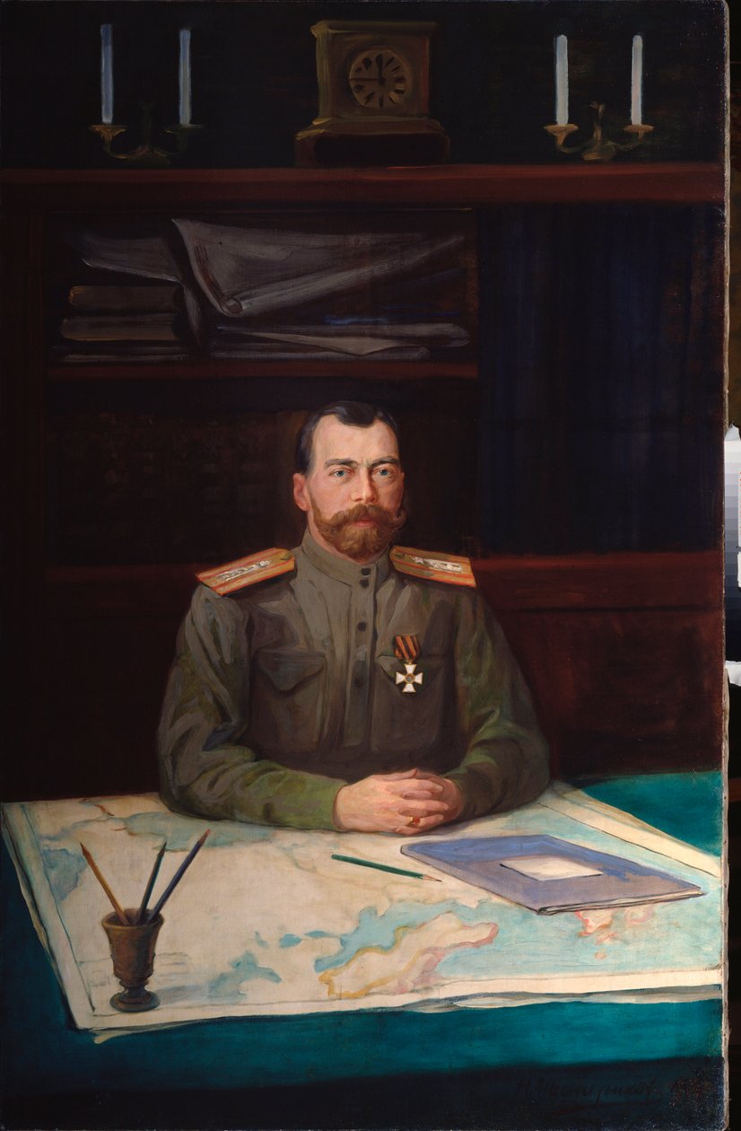 Retrato do Imperador Nicolau II (1868-1918). Pintura por Nikolai Shesterikov, óleo sobre tela de Nikolay Shesterikov