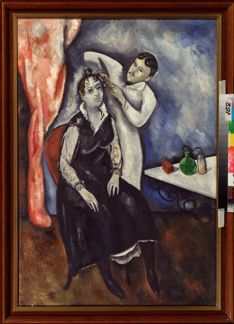 Le coiffeur (Cabeleireiro) - Peinture de Nikolai Vladimirovich Sinezubov (Nicolas Sinezouboff) (1891-1956), huile sur toile de Nikolay Vladimirovic Sinezubov
