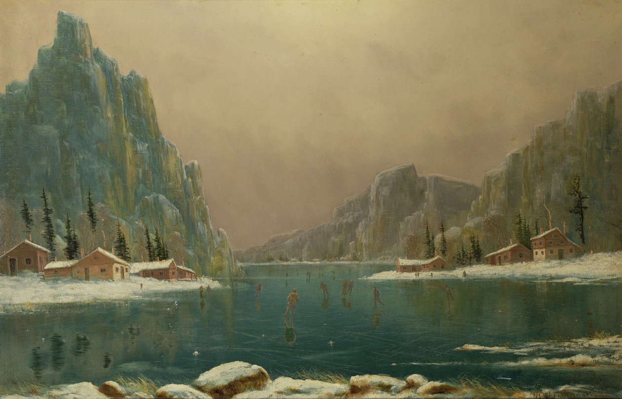 Figuras patinando em um lago de Nils Hans Christiansen
