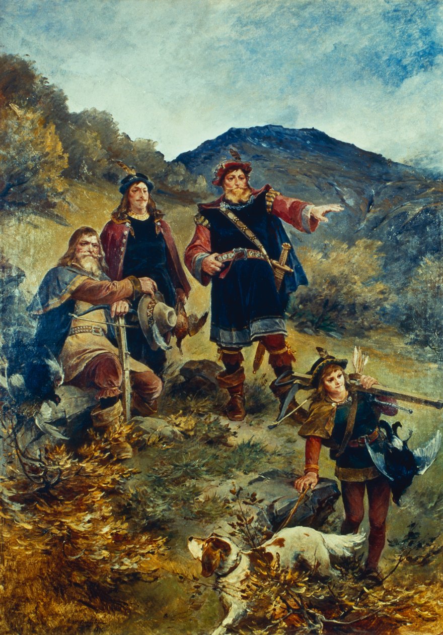 Olav Kyrre aponta a cidade de Bergen de Nils Bergslien