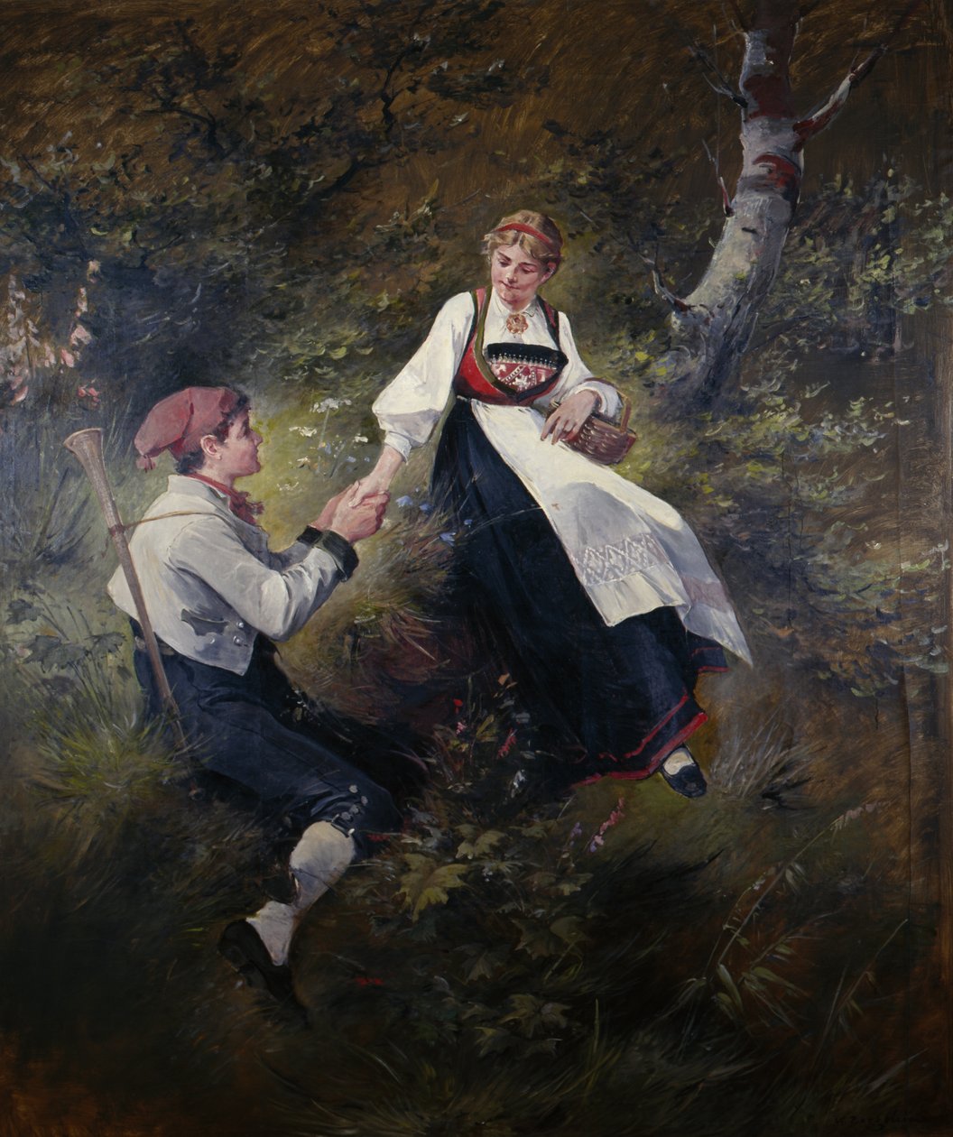 Amor Jovem (óleo sobre tela) de Nils Bergslien