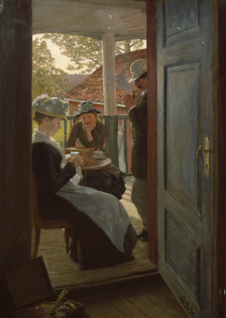 Momento de conversa (óleo sobre tela) de Nils Gude