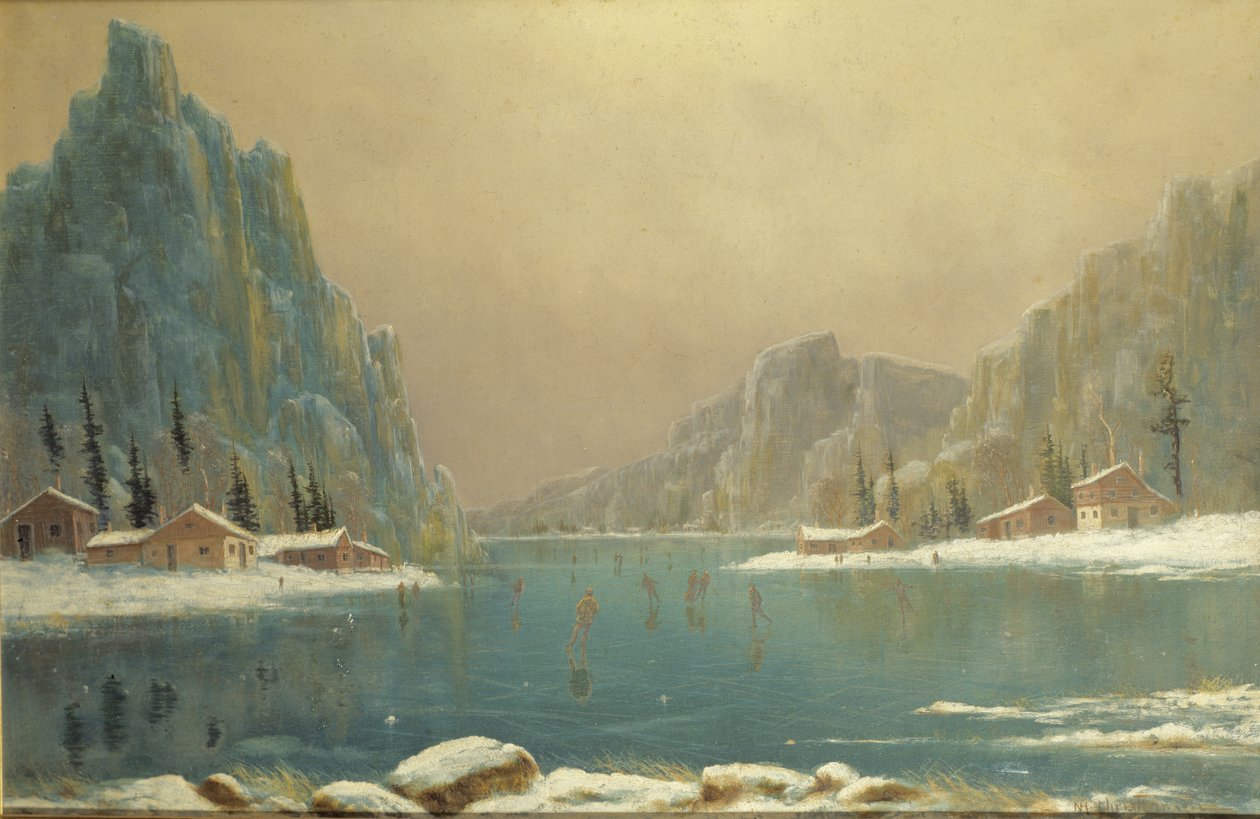 Patinadores em um lago, século XIX de Nils Hans Christiansen
