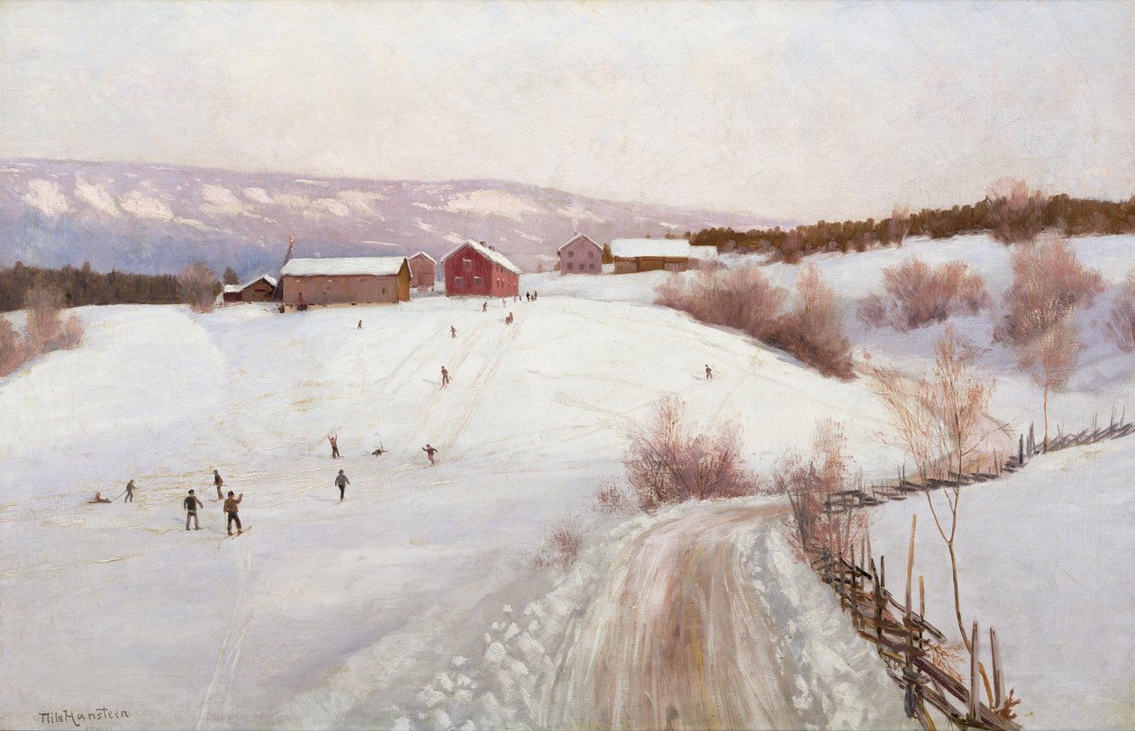 Inverno na Noruega (óleo sobre tela) de Nils Hansteen