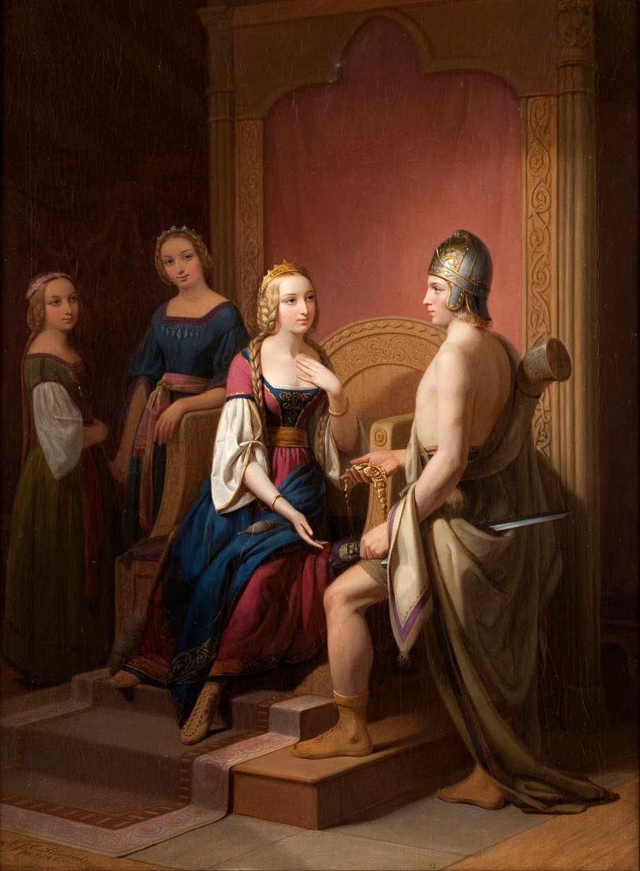 Heimdall devolve os Brisingamen à Freya, 1846 de Nils Jakob Blommér