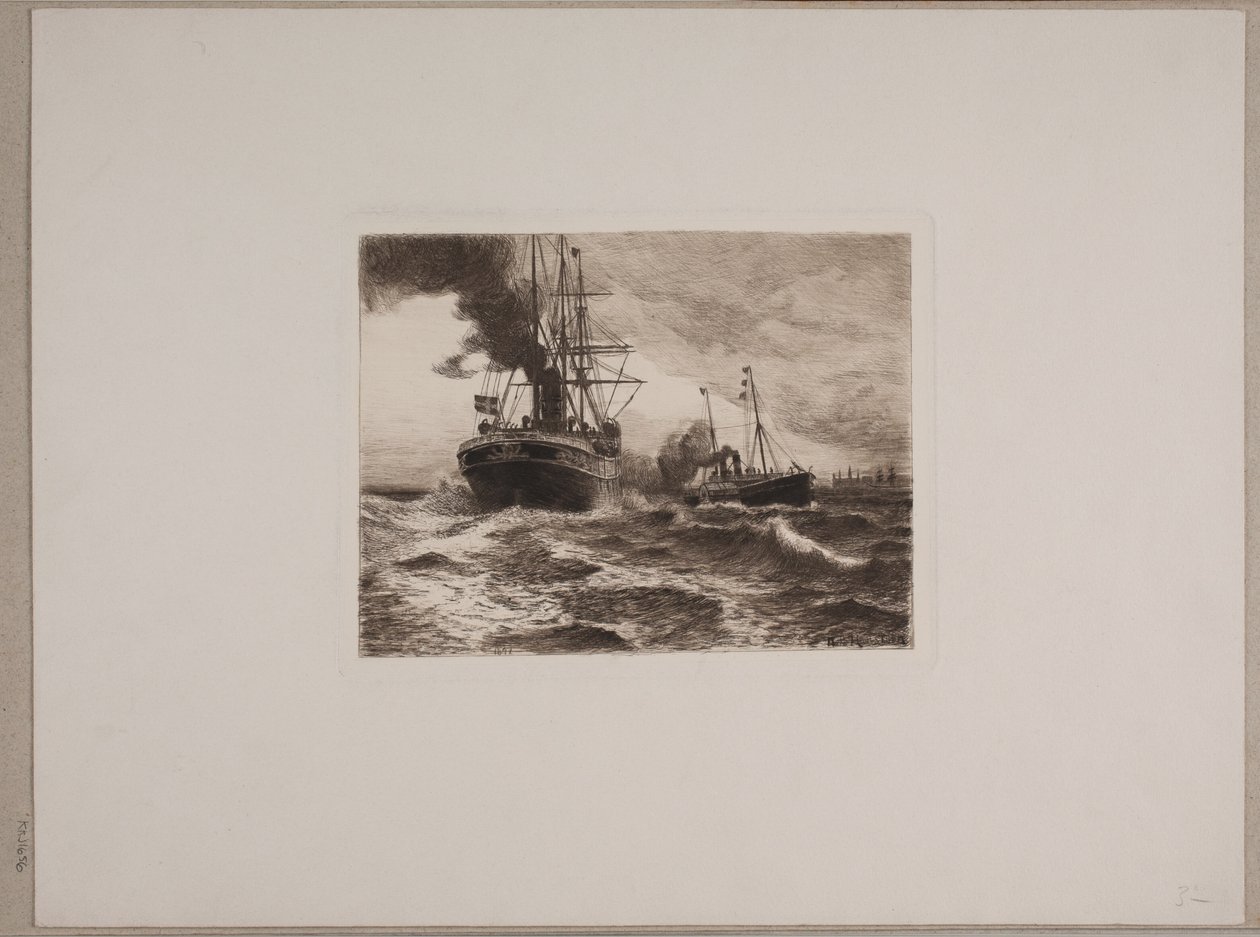 Navios a vapor em Kronborg de Nils Severin Lynge Hansteen