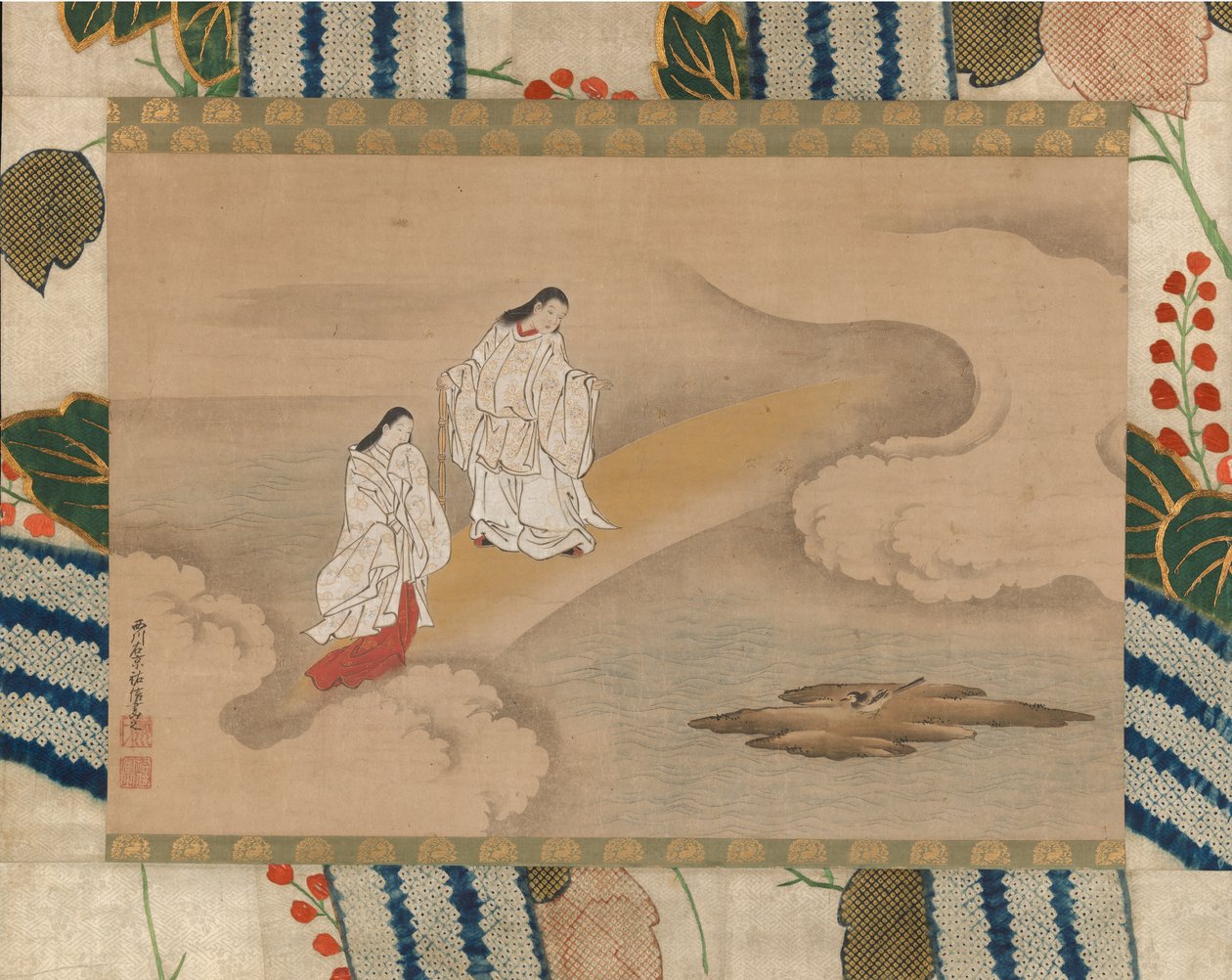 O deus Izanagi e a deusa Izanami, século XVIII. de Nishikawa Sukenobu