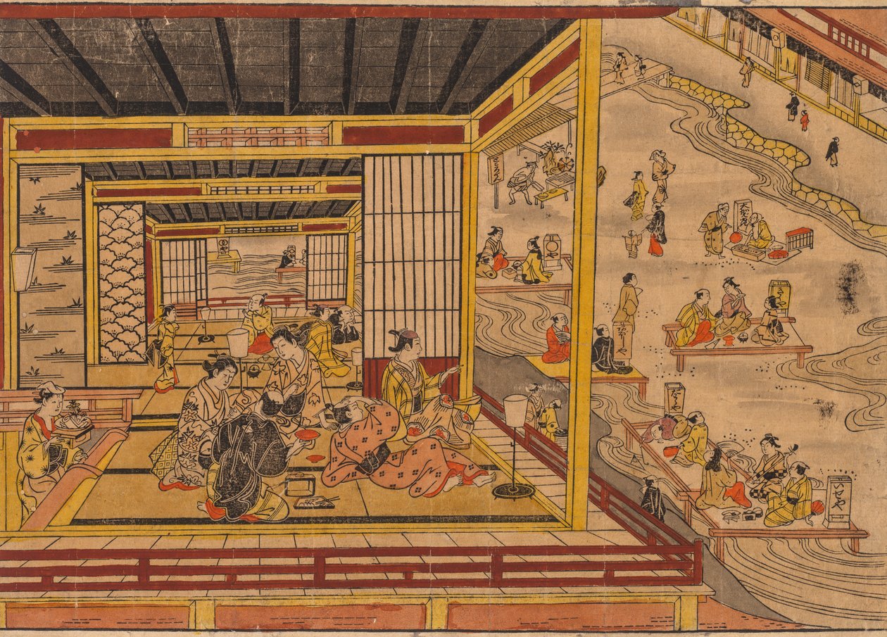Casa de chá ao lado do rio Kamo em Kyoto de Nishimura Shigenaga