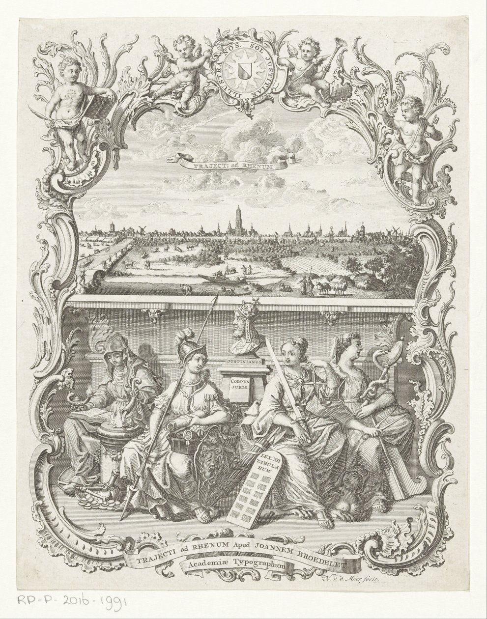 Vista de Utrecht e alegoria com Minerva e virtudes de Noach van der Meer (I)
