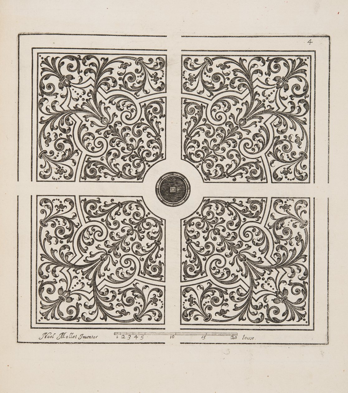 Projeto para Parterre, de Teatro de Planos e Jardinagem, pub.1652 de Noel Mollet