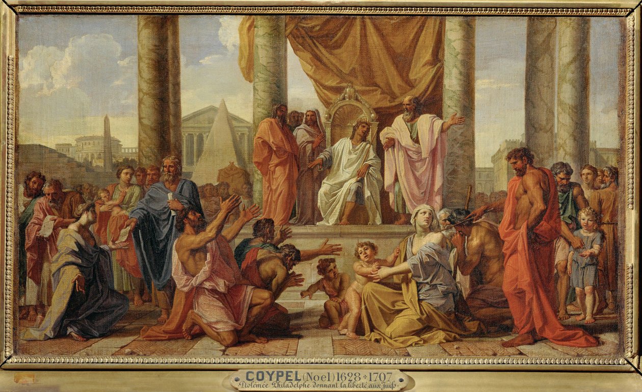 Ptolomeu Filadelfo concede a liberdade aos judeus ... de Noël Coypel